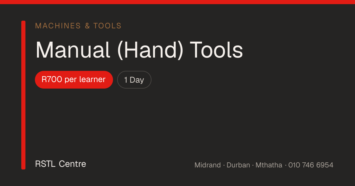 Manual Tools Training Course | RSTL Centre